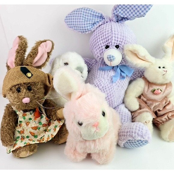 Bunny Rabbit Plush Vintage to Now Variety Lot of 5 Pickford Bears ToysRUs Goffa - Picture 1 of 16